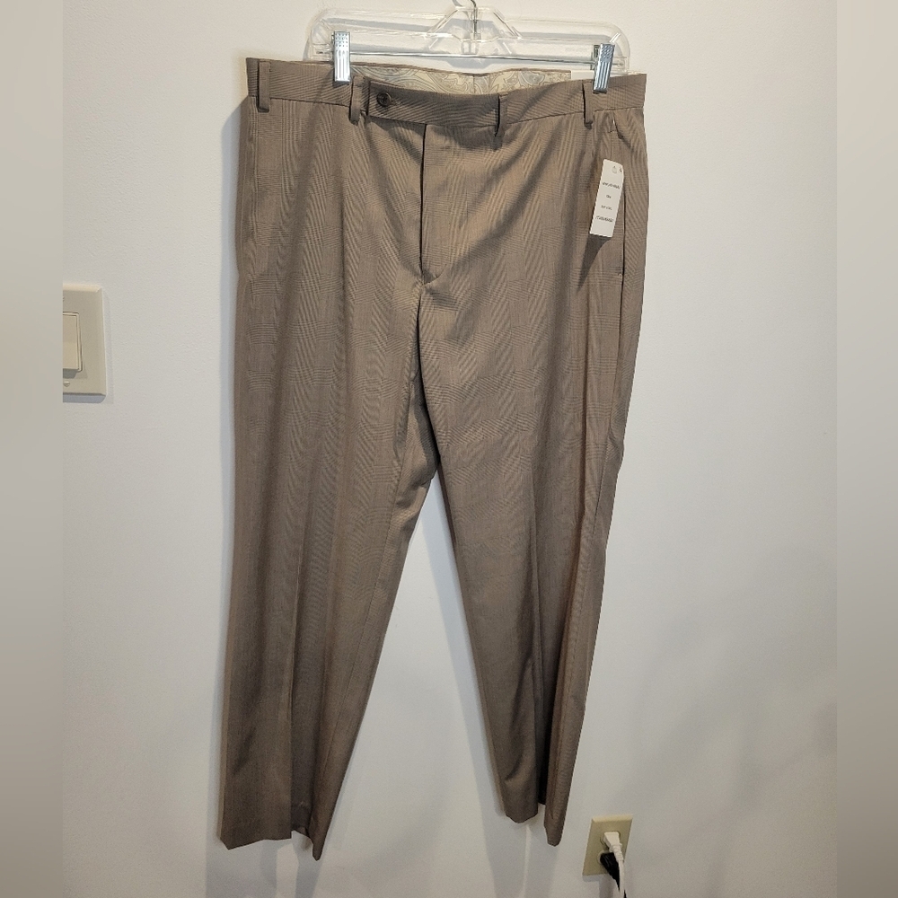 New LRL Ralph Lauren Mens Size 36w X 30L Tan Check Print Dress Pants